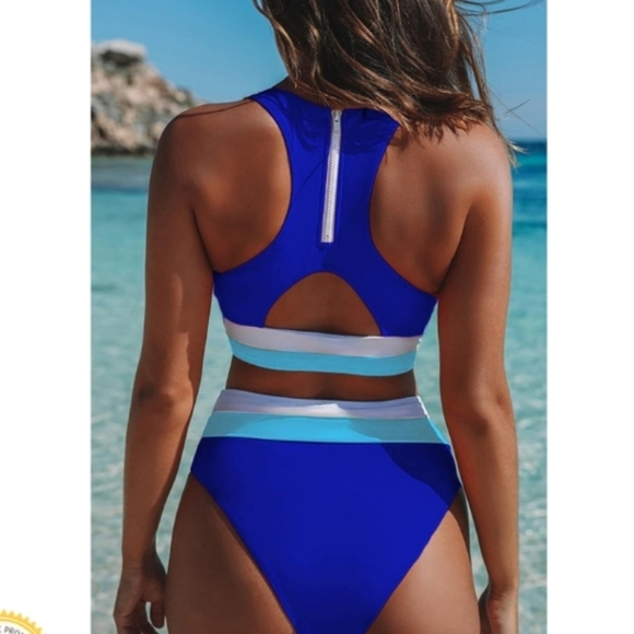 Hilinker Women's Color Block Cut Out Bikini Swimsuit Size Large - Picture 3 of 8